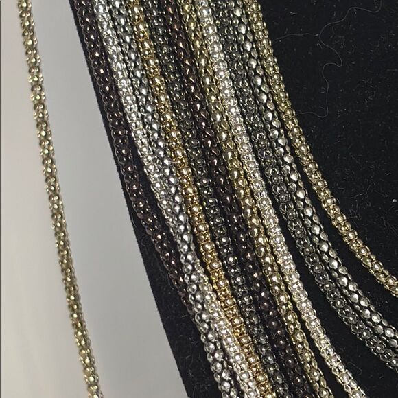 Signed Nicole Miller Multi-Strand Gold & Silver Tone Necklace 18” with 2” ext - Picture 2 of 5